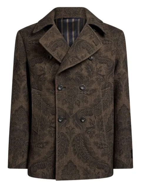 ETRO paisley herringbone peacoat Brown MRBA008399SPB40