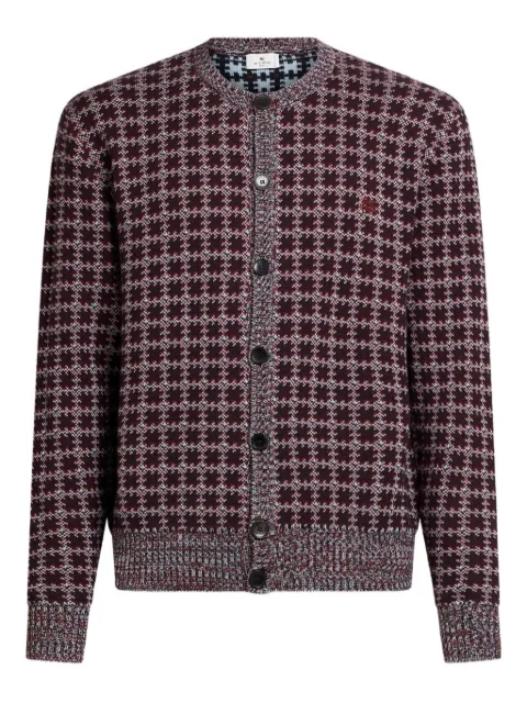 ETRO Pegaso-embroidered geometric-pattern cardigan Red MRKF0007AQ192