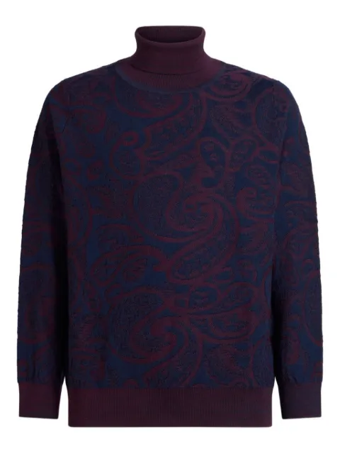 ETRO paisley jacquard turtleneck sweater Blue MRKF0067AQ298