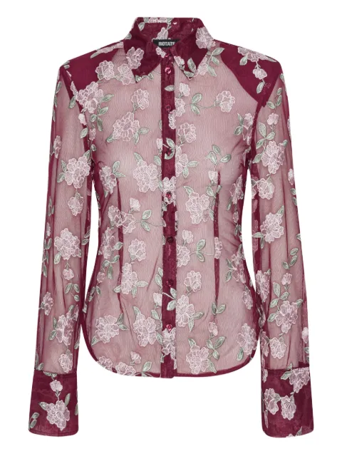 ROTATE BIRGER CHRISTENSEN floral-embroidered mesh shirt Red 1145092934