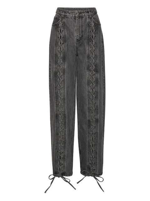ROTATE BIRGER CHRISTENSEN laced-leg cotton pants Grey 115069100