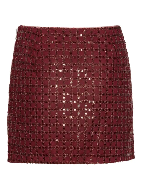 ROTATE BIRGER CHRISTENSEN grid-pattern sequin-embellished mini skirt Red 1150512734