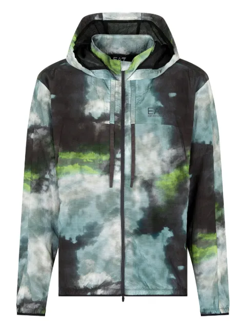 Ea7 Emporio Armani abstract-print hooded jacket Blue 7M000831AF16818
