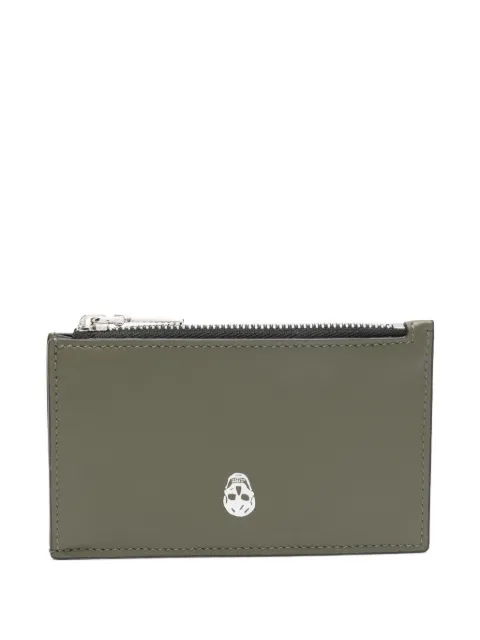 Alexander McQueen Skull-detail zip card holder Green 8361461AAVB