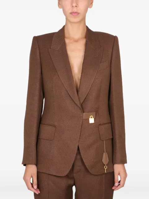 TOM FORD padlock-detail blazer Brown GI2887FAX846KB520