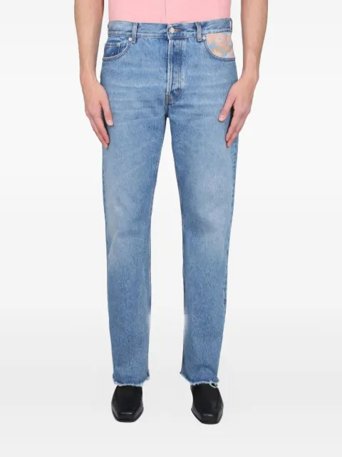 Séfr floral-panel jeans Blue SS23STRAIGHTCUTFLOWERDENIM