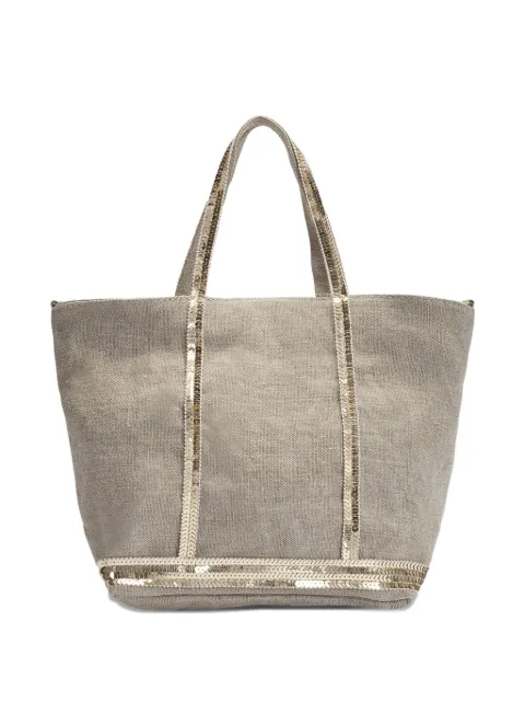 Vanessa Bruno small sequin-trimmed linen tote bag Neutrals 0PVE31V40435018