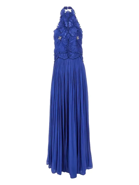 Costarellos pleated halter-neck maxi dress Blue PS2510442