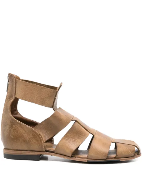Shoto leather zipped sandals Brown 10134