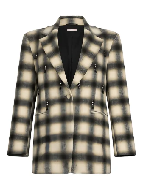 LIU JO chequered bejewelled embroidery jacket White MF5193T079A