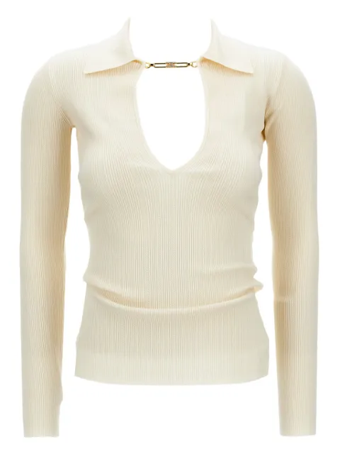 Elisabetta Franchi chain-detail ribbed sweater Neutrals MK09B56E2