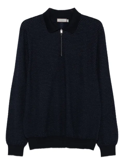 Canali zip-neck polo shirt Blue C0572MK02359