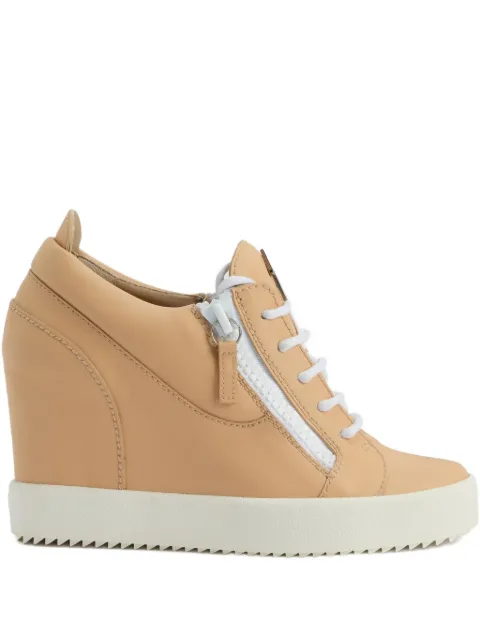 Giuseppe Zanotti 75mm wedge zip-detail low-top sneakers Neutrals RW50023H01