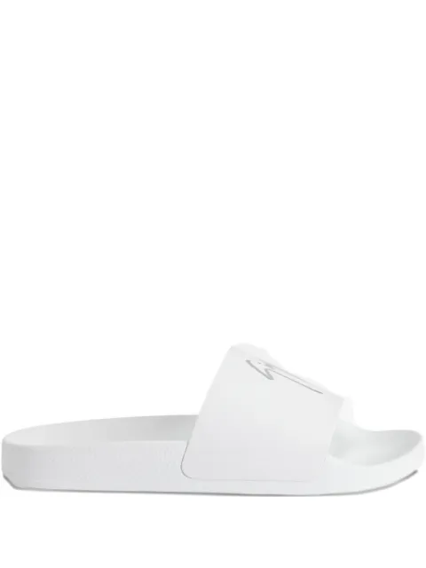 Giuseppe Zanotti Brett logo-embellished leather slides White RW50026H04