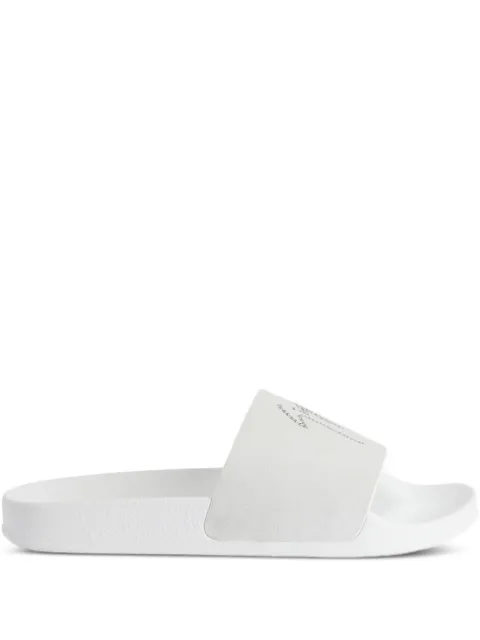 Giuseppe Zanotti Brett crystal-embellished leather slides White RU50052H01
