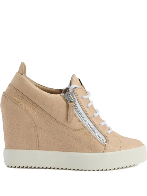 Giuseppe Zanotti Addy crocodile-effect wedge sneakers Neutrals RW50022H03