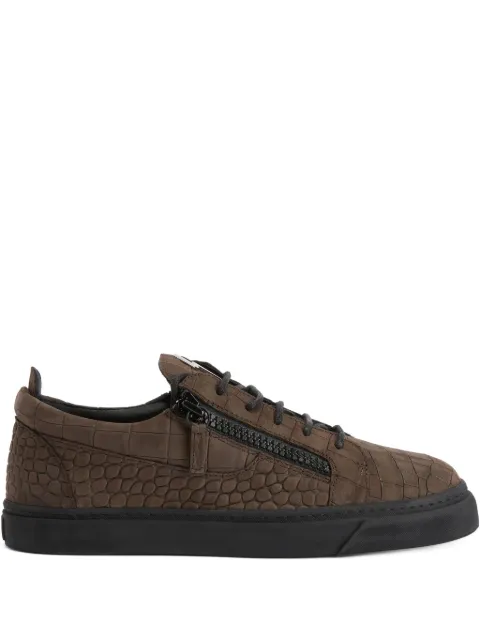 Giuseppe Zanotti Frankie crocodile-effect zip sneakers Brown RU50034H01