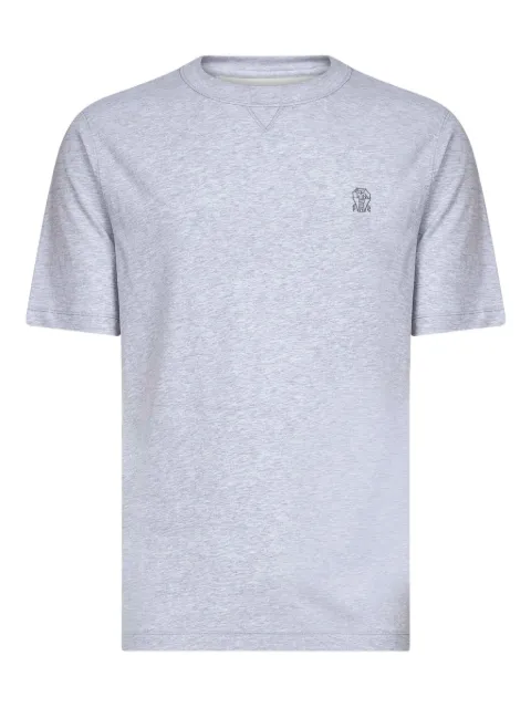 Brunello Cucinelli crew-neck embroidered-logo T-shirt Grey M0B131328GCD722