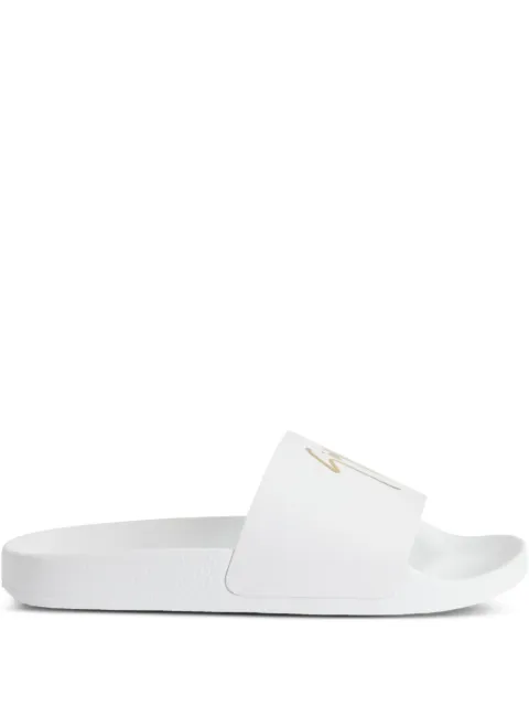 Giuseppe Zanotti Brett leather logo slides White RU50038H03