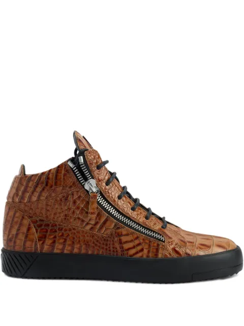 Giuseppe Zanotti Kriss crocodile-effect zip-up trainers Brown RU50030H03