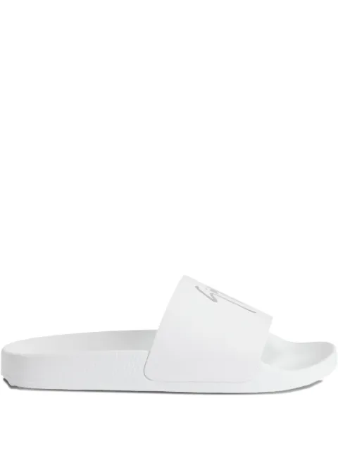 Giuseppe Zanotti Brett leather logo-print slides White RU50038H04