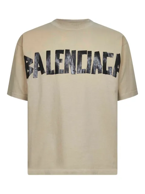 Balenciaga tape-print cotton T-shirt Neutrals 764235TSVK1