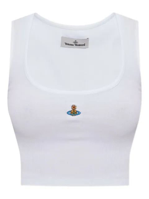 Vivienne Westwood orb-embellished ribbed top White 1G010011J009C