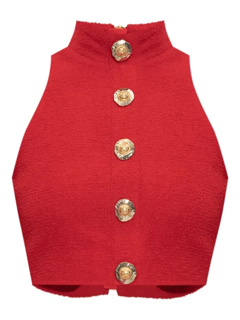 Balmain high-neck button-detail top Red FF1AB496WD03