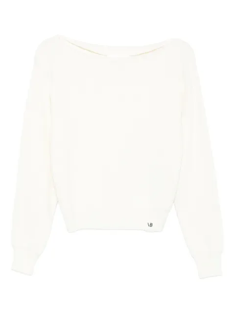 Victoria Beckham boat-neck ribbed sweater Neutrals 1325KJU006493A