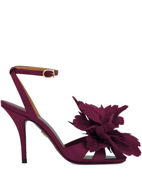 Ferragamo flower-embellished heeled sandals Purple 787599