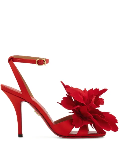 Ferragamo 90mm flower-embellished high-heel sandals Red 787597