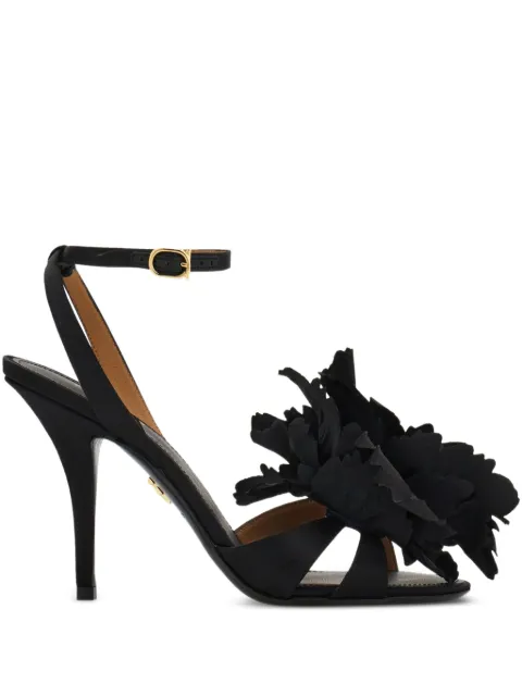 Ferragamo flower-embellished heeled sandals Black 787596