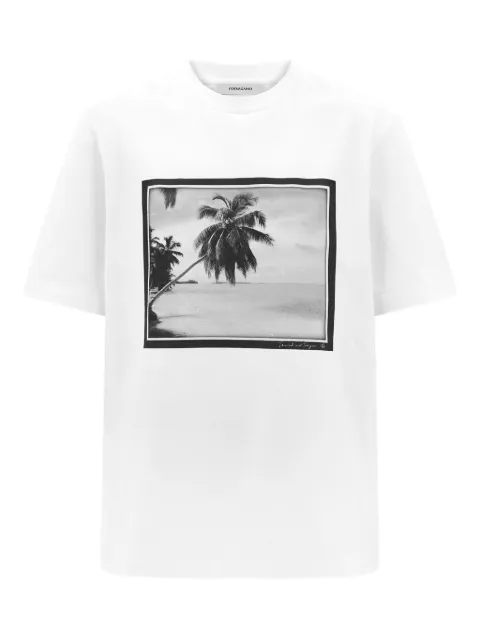 Ferragamo palm-tree print T-shirt White 788617