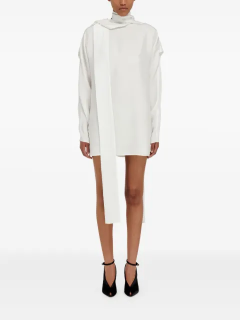 Ferragamo high-neck draped-back mini dress White 788272