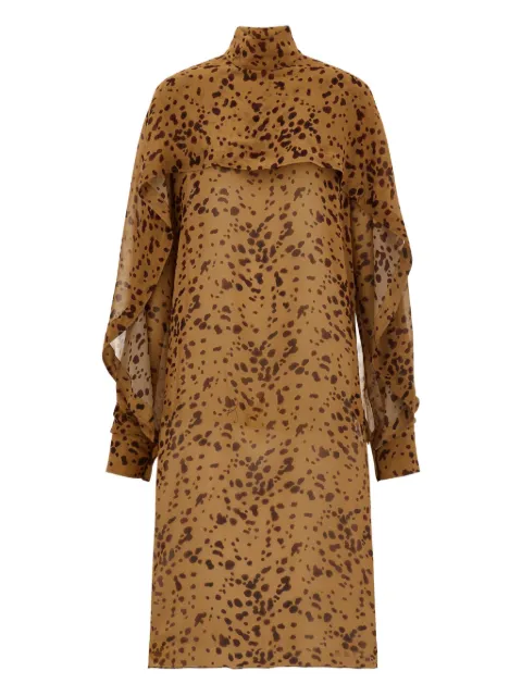Ferragamo orchid-print cape midi dress Brown 788422