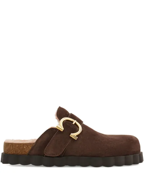 Ferragamo Gancini clogs with rippled sole detail Brown 787507