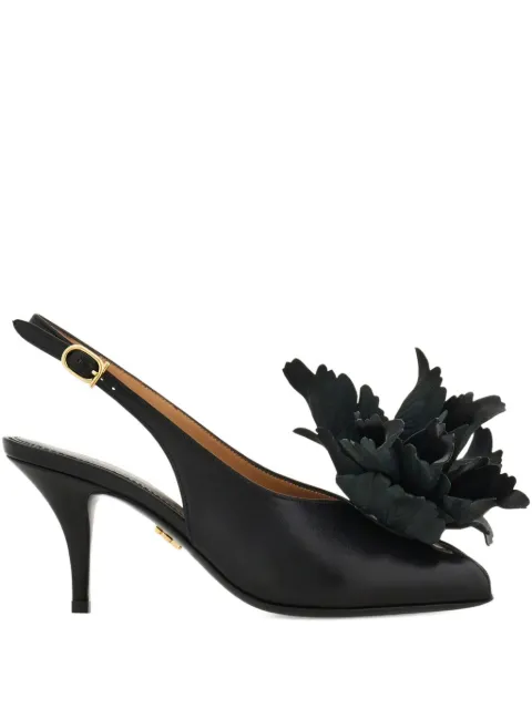 Ferragamo flower-embellished slingback pumps Black 787617