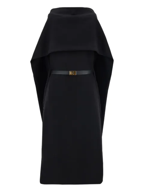 Ferragamo shawl-collar belted midi dress Black 788143