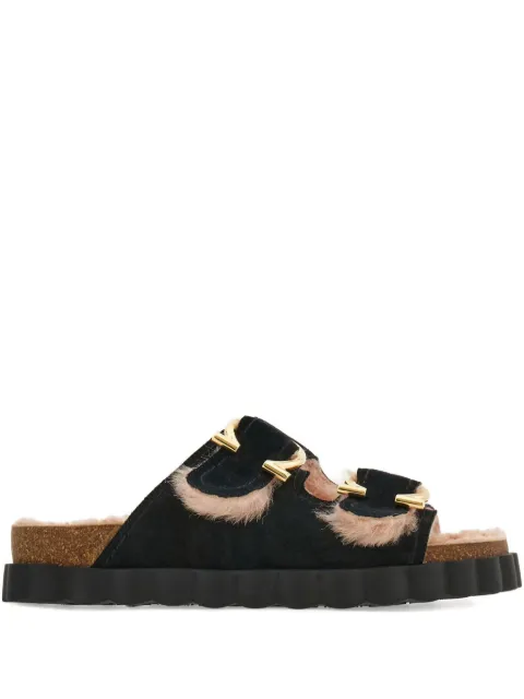 Ferragamo Gancini buckle sandals Black 785280