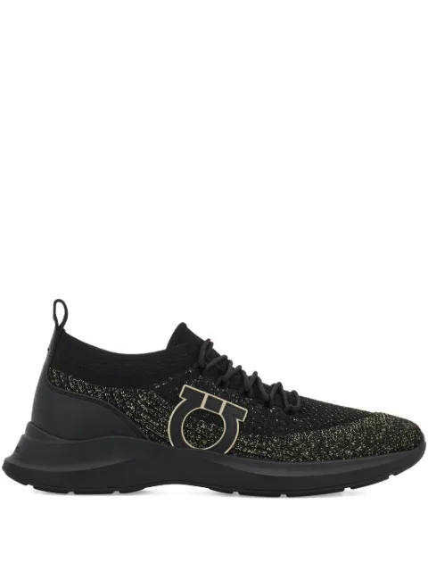 Ferragamo Gancini-detail knit sneakers Black 784024