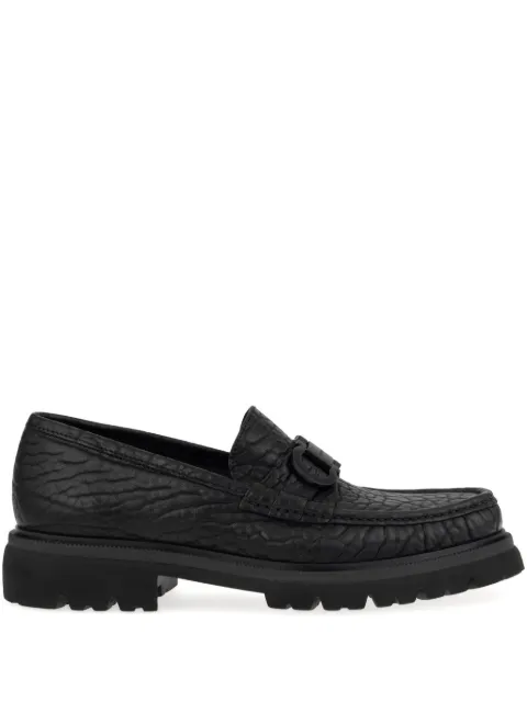 Ferragamo buckle-detail textured loafers Black 788878