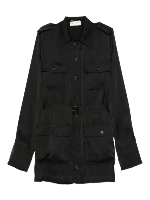 Saint Laurent belted flap-pocket shirt dress Black 778923Y3I95