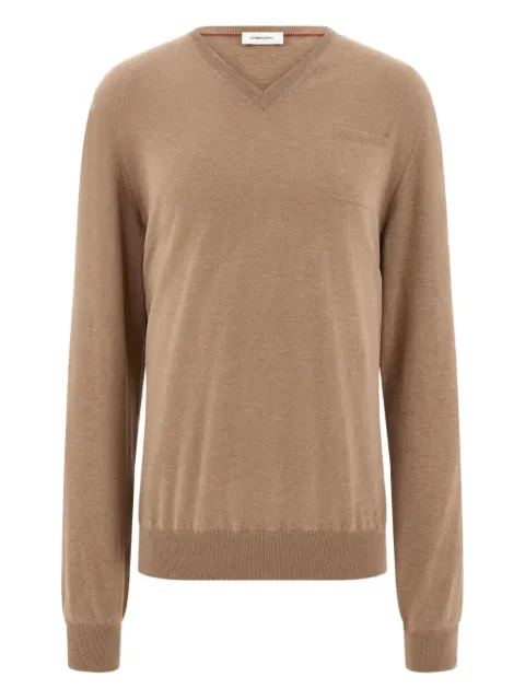 Ferragamo V-neck sweater with pocket detail Neutrals 787992