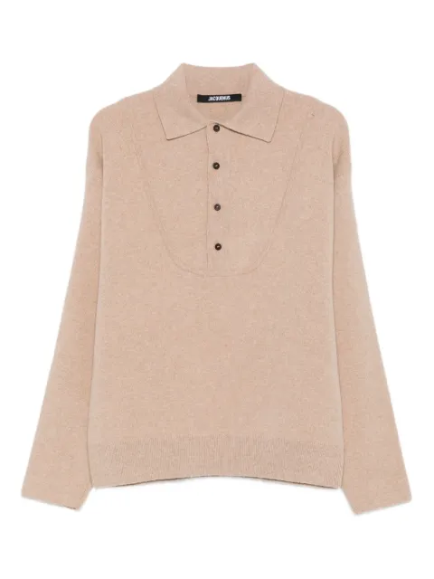 Jacquemus buttoned polo-neck sweater Neutrals SWM00609AK00276