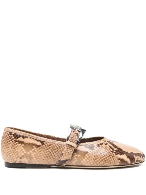 Paris Texas Sveva snakeskin buckle ballet flats Neutrals PX1383XPTTE
