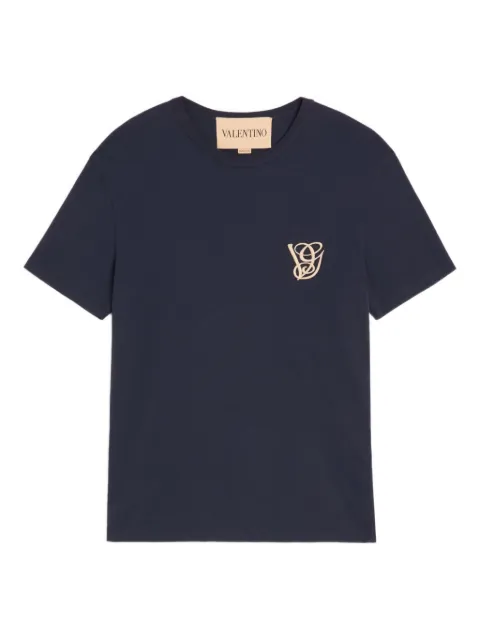 Valentino Garavani VG-patch cotton T-Shirt Blue VMG10VB2W