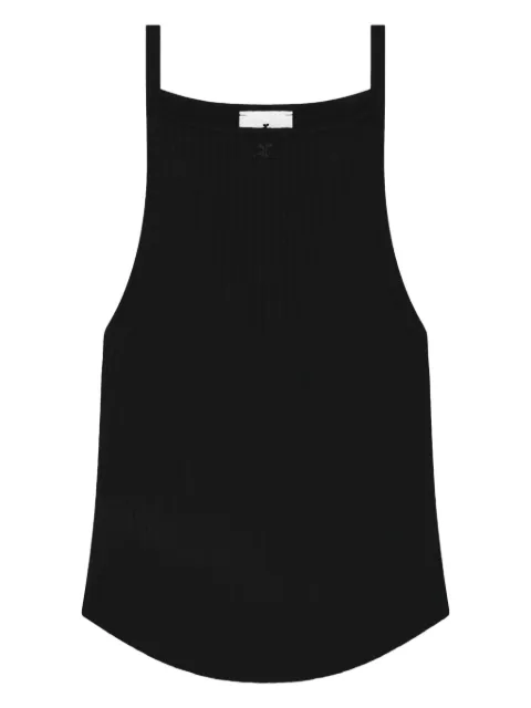 Courrèges curved-hem sleeveless top Black 325MT0450FI00019999