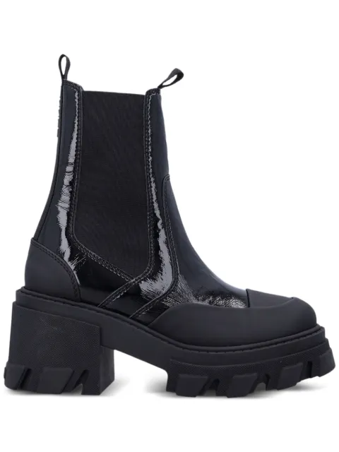 GANNI patent-leather cleated Chelsea boots Black S32394900099