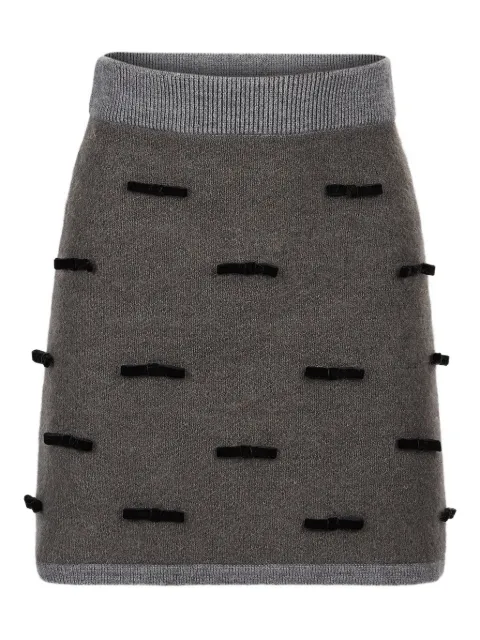 Nina Ricci bow-embellished knitted mini skirt Grey 25AMJU004ML0585