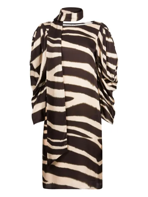 Nina Ricci zebra-print midi dress Brown 25ACRO028VI0540